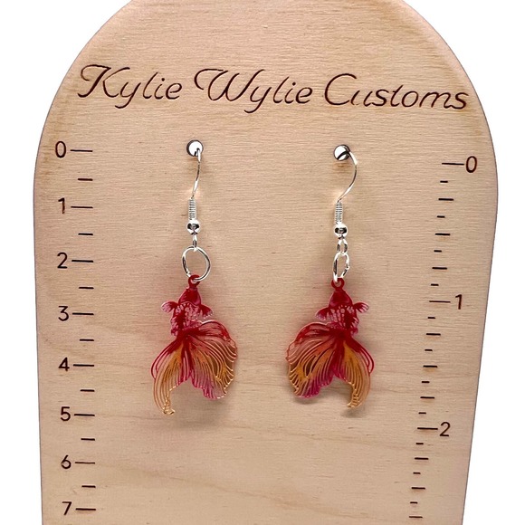 Red Beta Fish Earrings - Fish Bowl Earrings - Water Earrings - Picture 10 of 10
